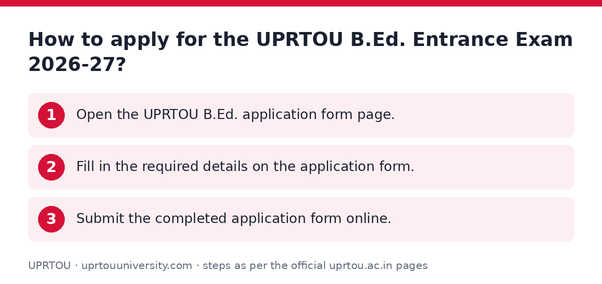 UPRTOU: How to apply for the UPRTOU B.Ed. Entrance Exam 2026-27? — step-by-step